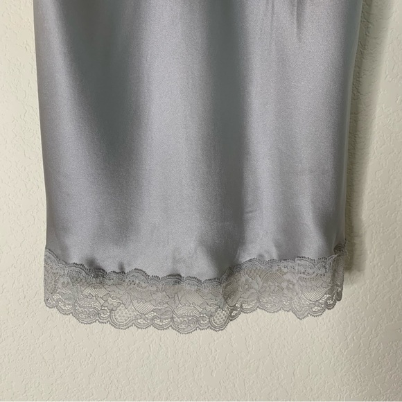 Intimissimi Womens ice gray lace silk slip dress L NEW - Picture 3 of 11